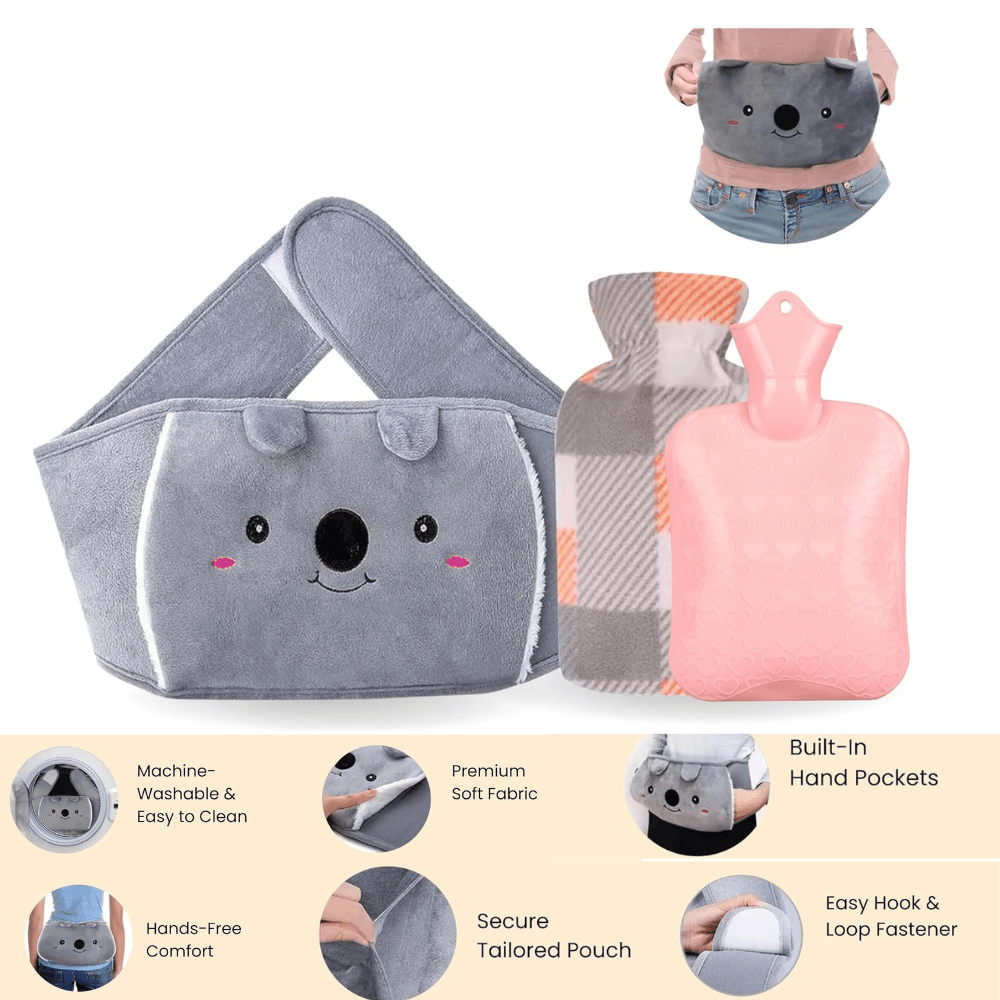 3-Piece Hot Water Bottle Set with Plush Covers Cozy Warmth for Hands, Waist & Stomach