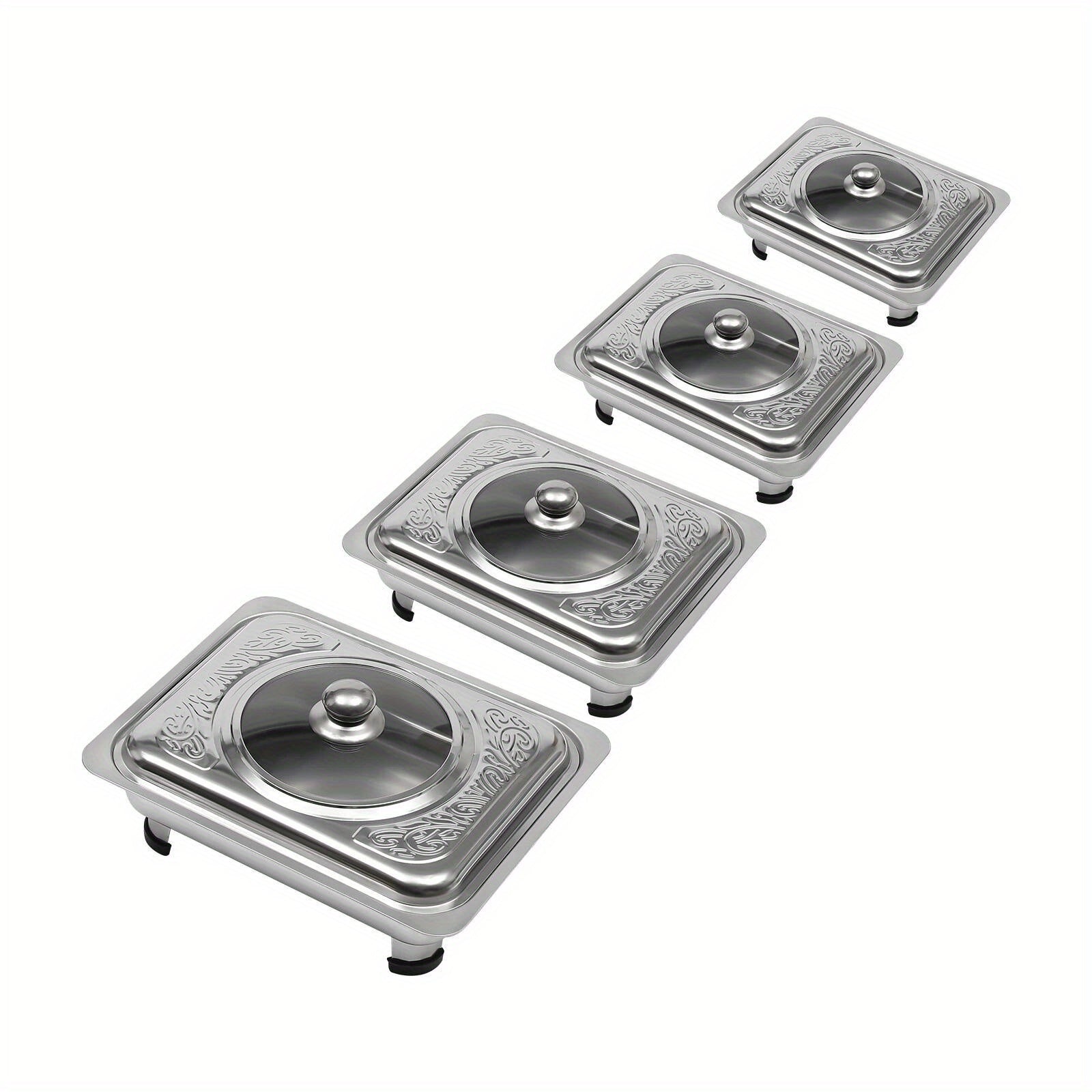 4pcs Stainless Steel Buffet Serving Trays – Keep Food Warm & Stylish for Any Occasion