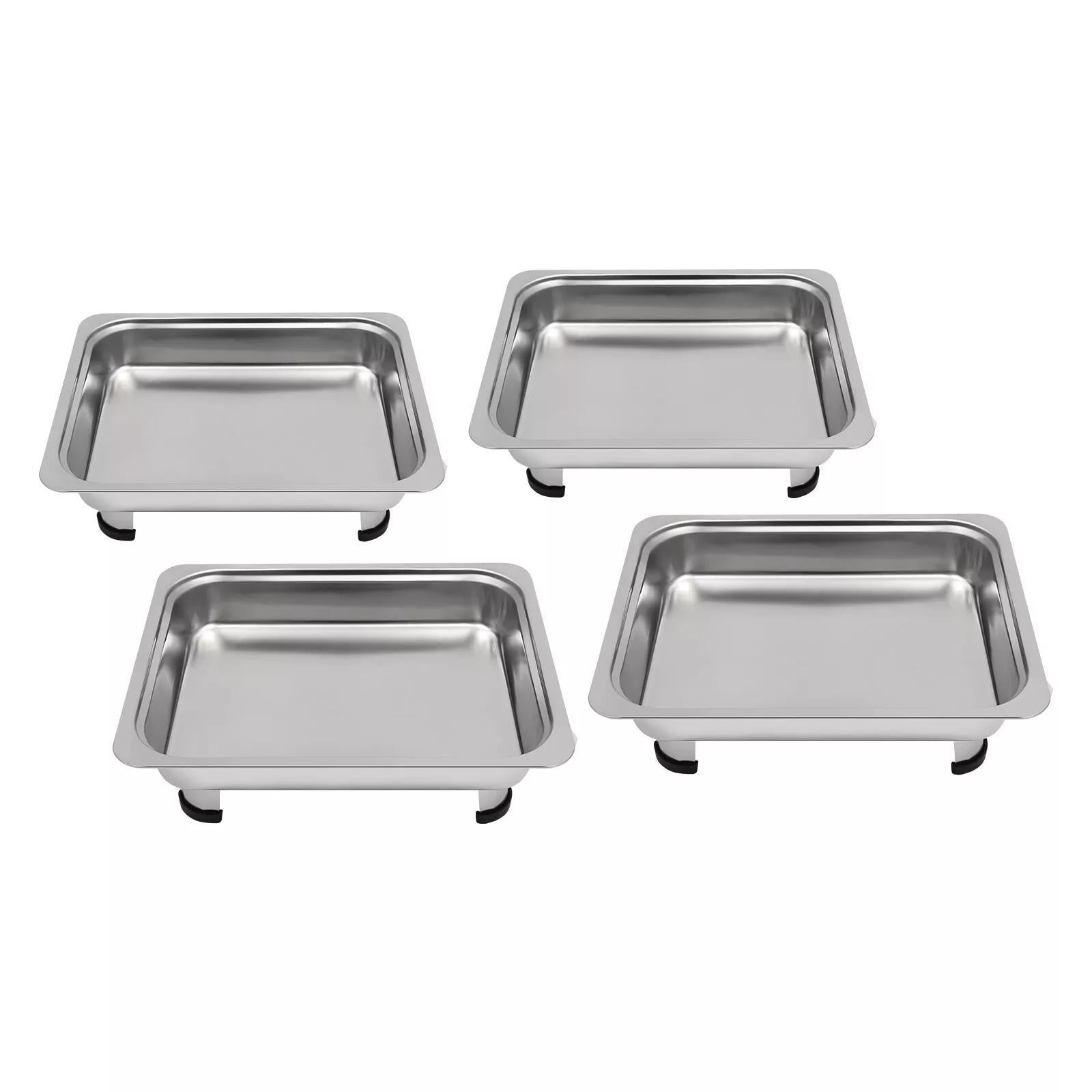 4pcs Stainless Steel Buffet Serving Trays – Keep Food Warm & Stylish for Any Occasion