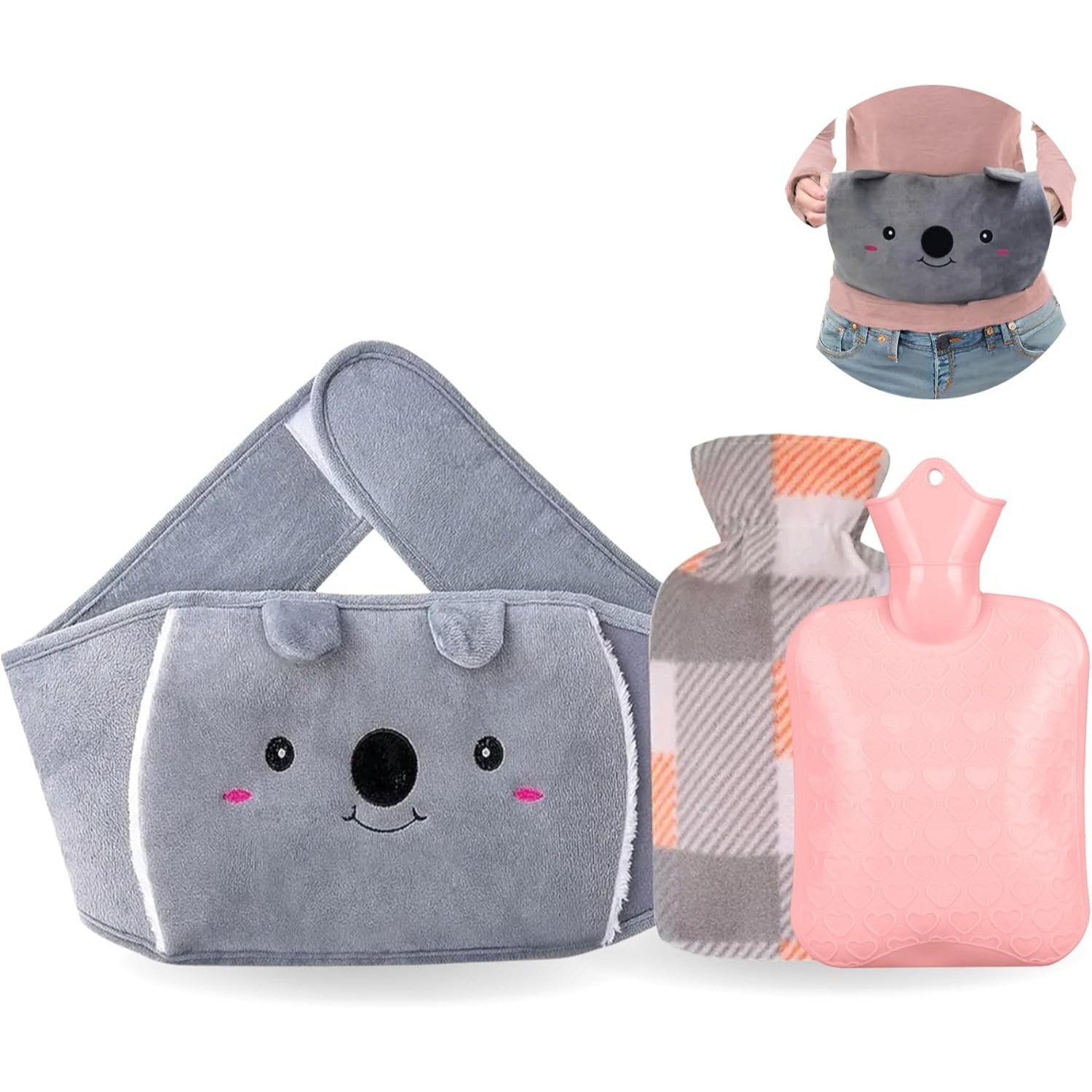 3-Piece Hot Water Bottle Set with Plush Covers Cozy Warmth for Hands, Waist & Stomach