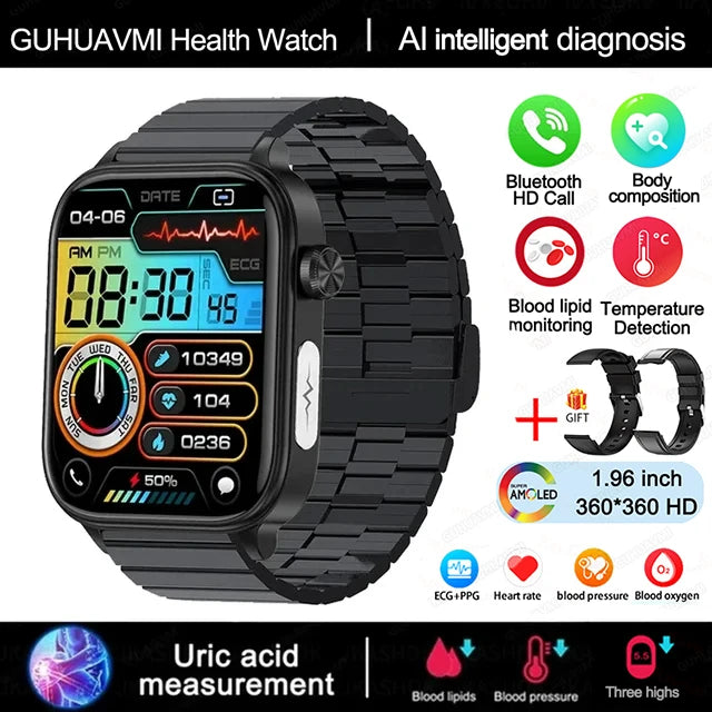 Wellness Smartwatch Blood Pressure Tracker Smart Fitness ECG Sleep Daily Activity Monitor