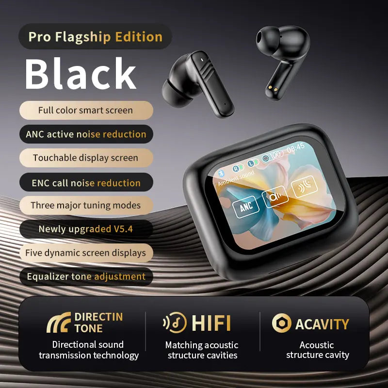 2025 Wireless Earbuds with Smart Touch Screen Case – Noise Cancelling, Long Battery & Crystal-Clear Sound for iOS & Android