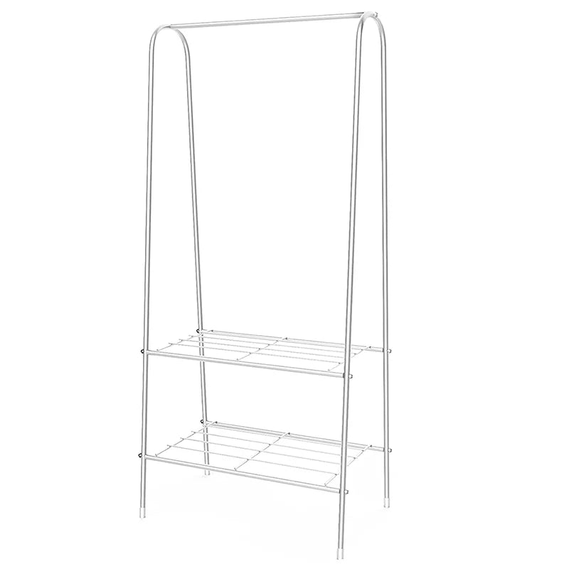 Sturdy Metal Standing Clothes Rail – Organiser with Double Rails & Shelves for Bedroom & Living Room