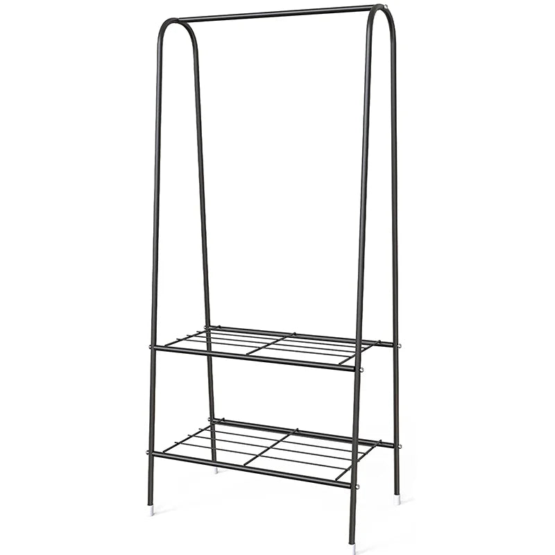 Sturdy Metal Standing Clothes Rail – Organiser with Double Rails & Shelves for Bedroom & Living Room