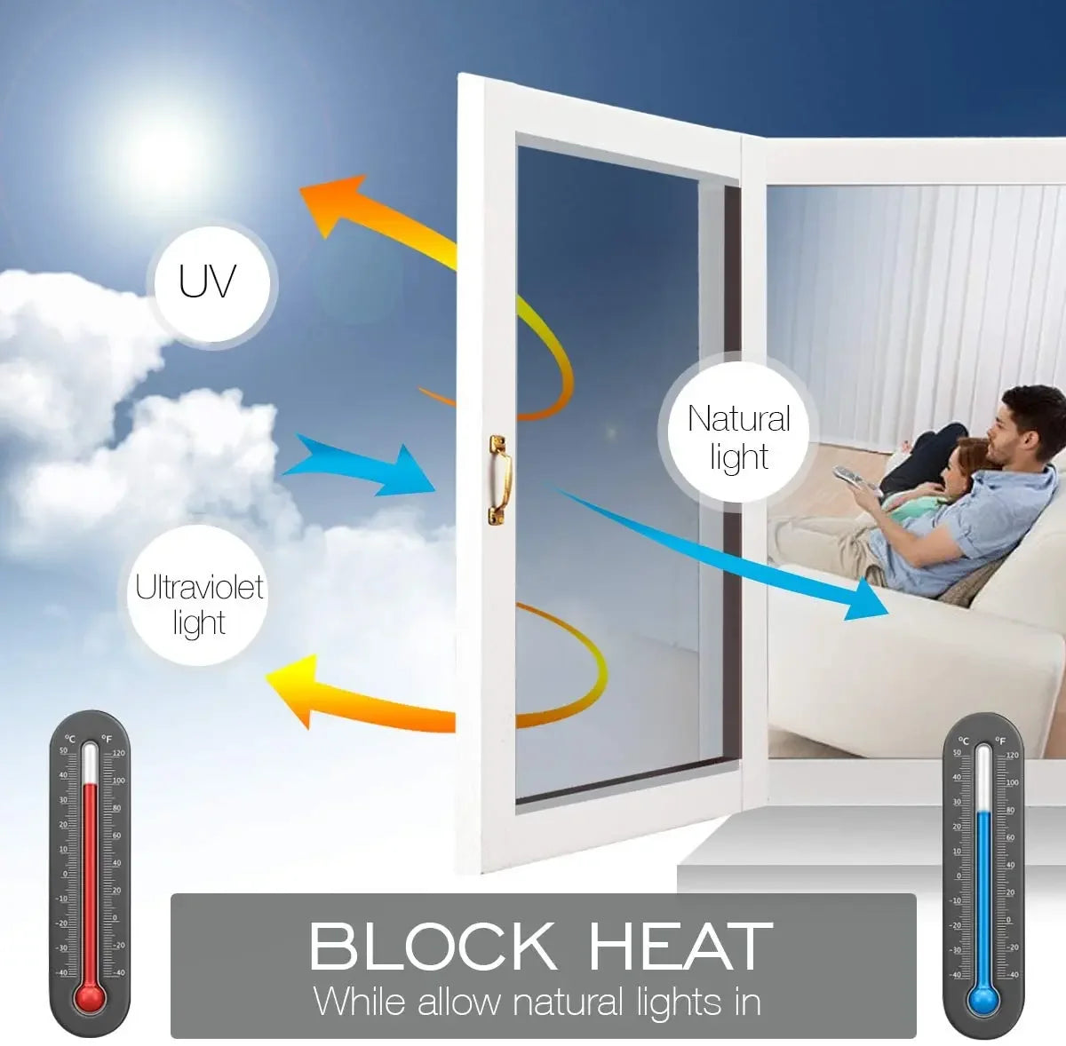 Reflective Window Privacy Film – UV Protection, Heat Insulation & Easy Self-Adhesive Tint