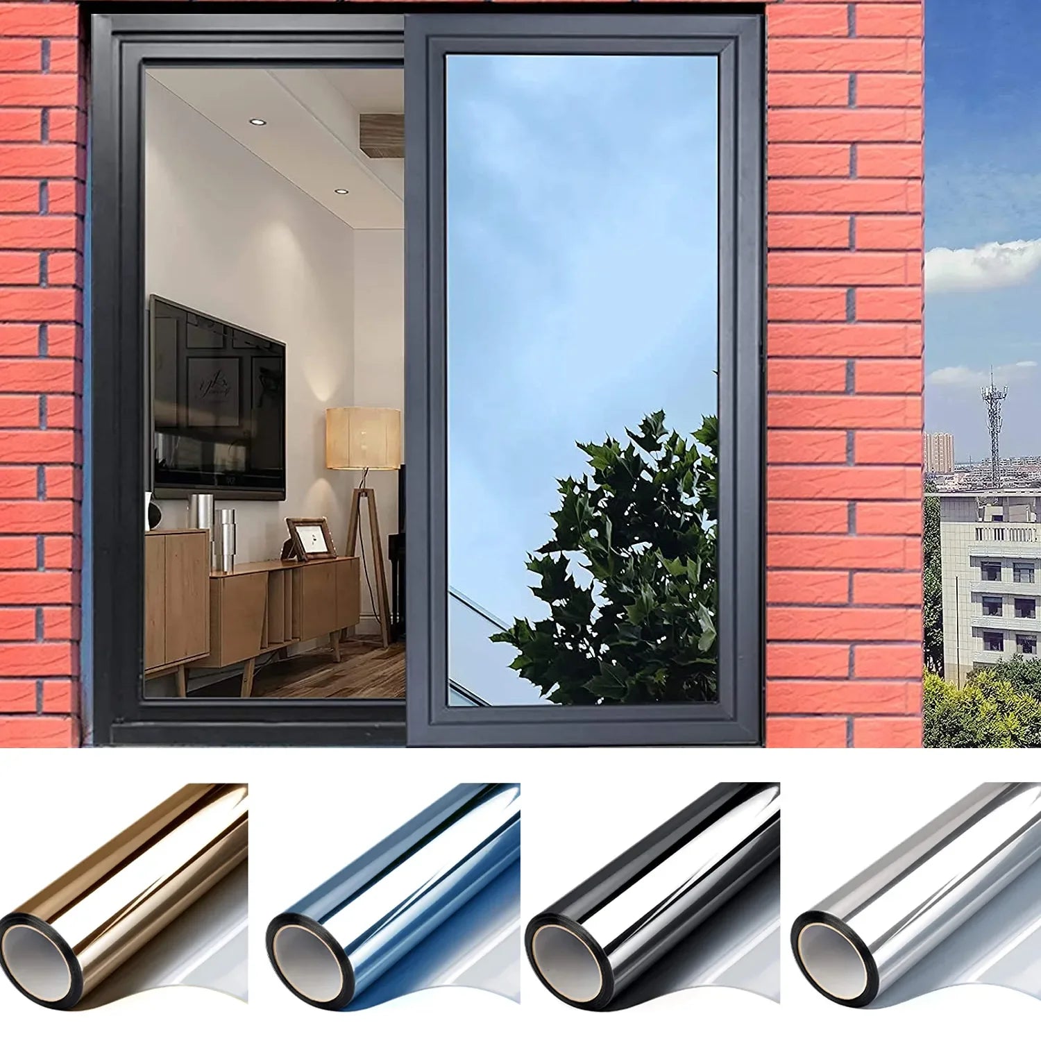 Reflective Window Privacy Film – UV Protection, Heat Insulation & Easy Self-Adhesive Tint