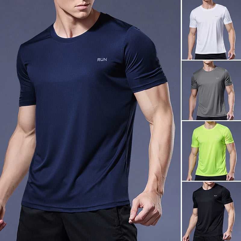 Men’s Lightweight Compression Fitness Quick-Dry Sports T-Shirt Running Gym & Soccer
