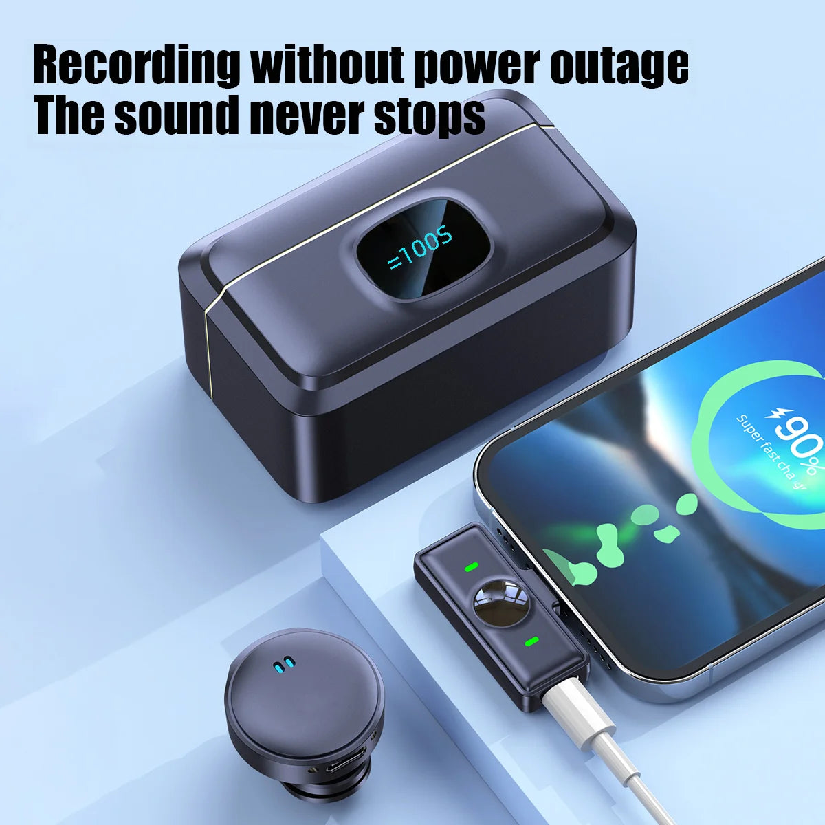 Wireless Lavalier Microphone Plug & Play Collar Mic with Charging Case for Video Recording