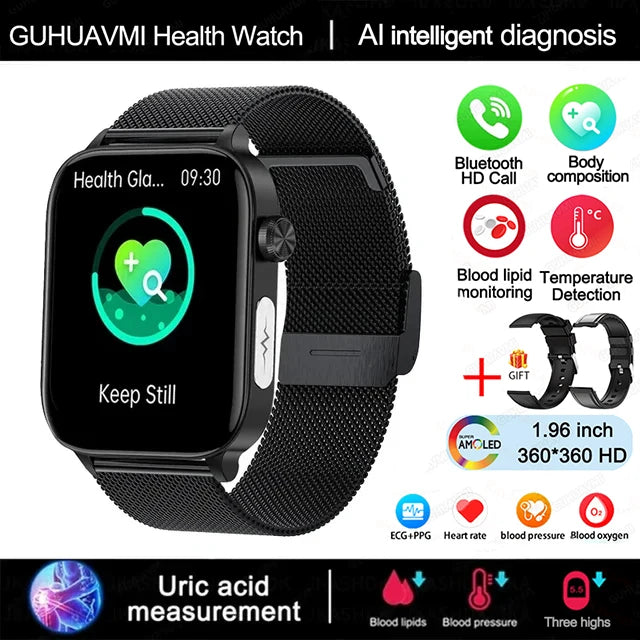 Wellness Smartwatch Blood Pressure Tracker Smart Fitness ECG Sleep Daily Activity Monitor