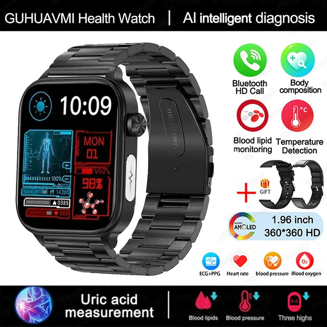 Wellness Smartwatch Blood Pressure Tracker Smart Fitness ECG Sleep Daily Activity Monitor