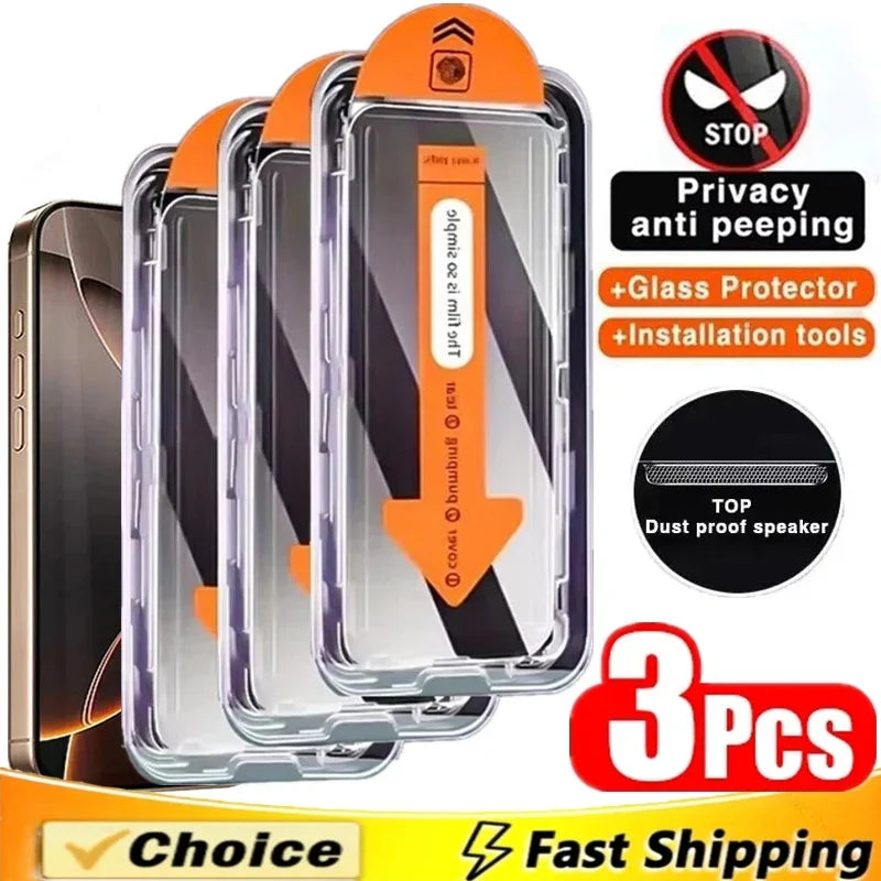 3pcs Privacy Screen Protector for iPhone – Anti-Spy, Scratch Resistant & Easy Install