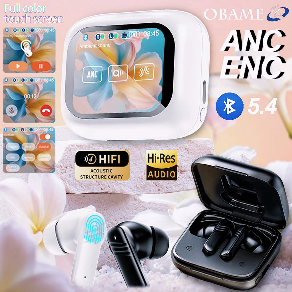 2025 Wireless Earbuds with Smart Touch Screen Case – Noise Cancelling, Long Battery & Crystal-Clear Sound for iOS & Android