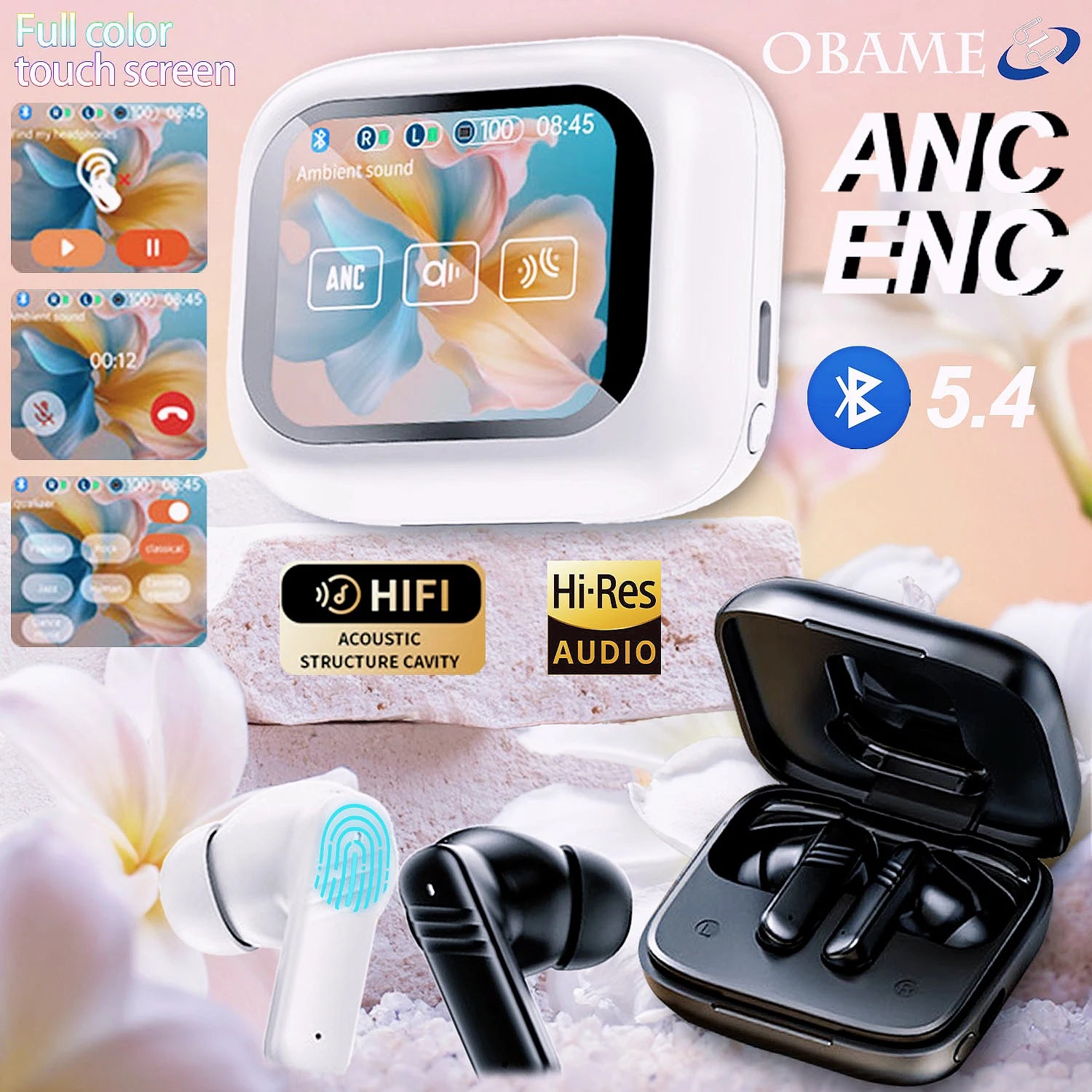 2025 Wireless Earbuds with Smart Touch Screen Case – Noise Cancelling, Long Battery & Crystal-Clear Sound for iOS & Android
