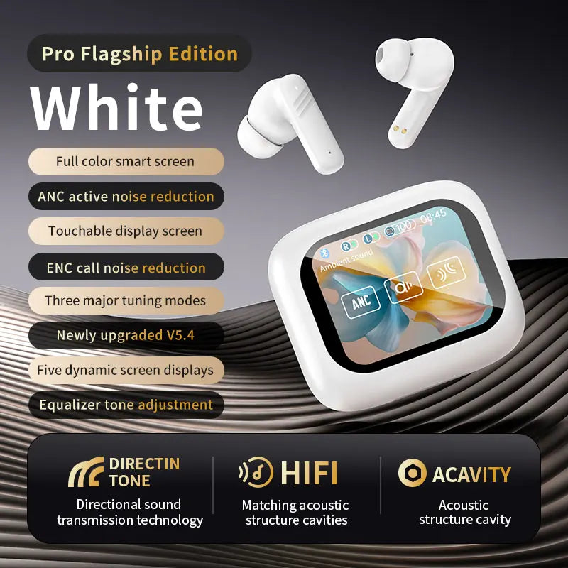 2025 Wireless Earbuds with Smart Touch Screen Case – Noise Cancelling, Long Battery & Crystal-Clear Sound for iOS & Android