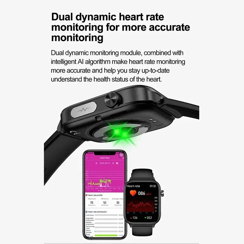 Wellness Smartwatch Blood Pressure Tracker Smart Fitness ECG Sleep Daily Activity Monitor