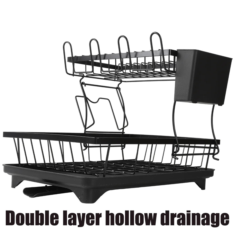 Kitchen Dish Drying Rack – Organiser for Plates, Bowls & Cutlery with Smart Drainage