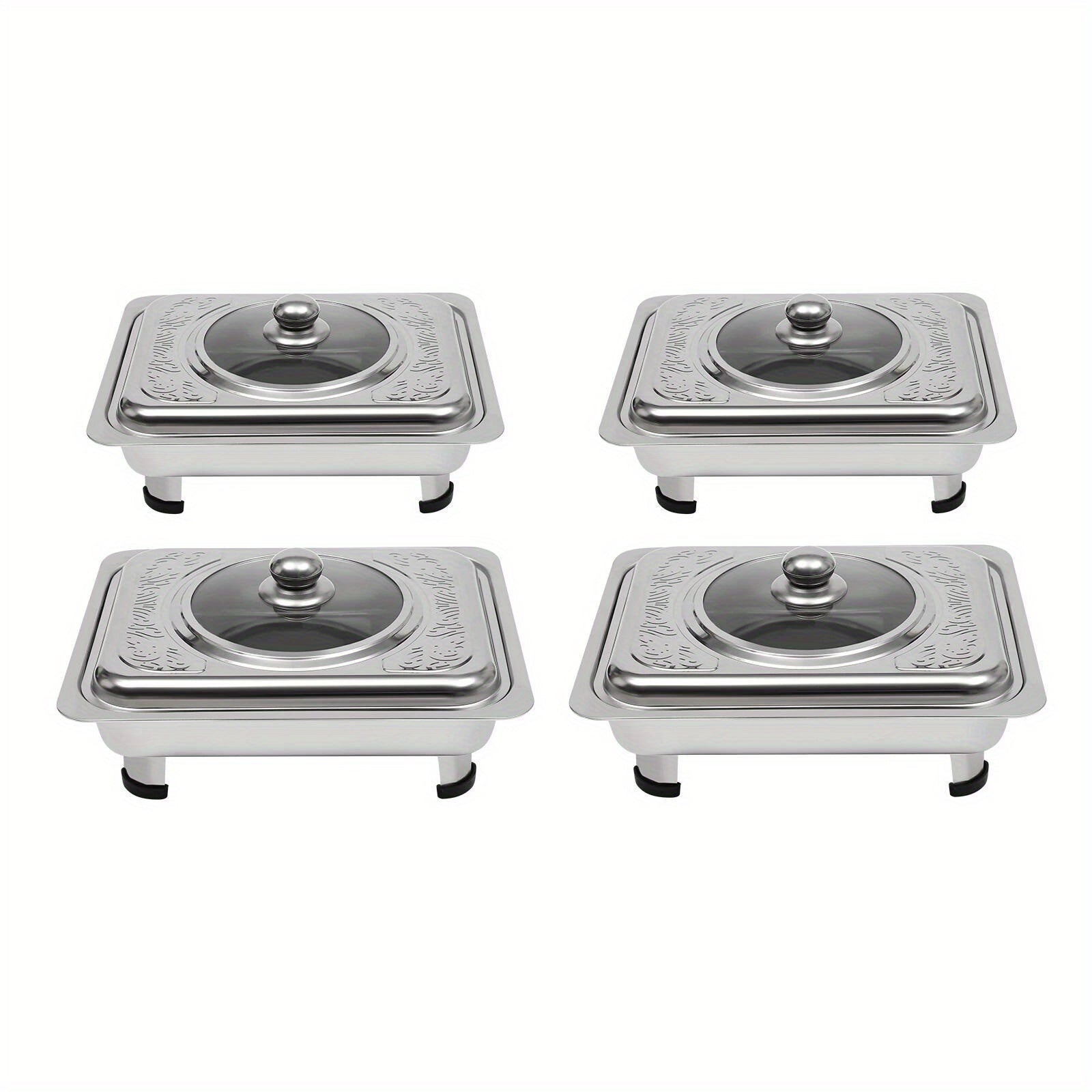 4pcs Stainless Steel Buffet Serving Trays – Keep Food Warm & Stylish for Any Occasion