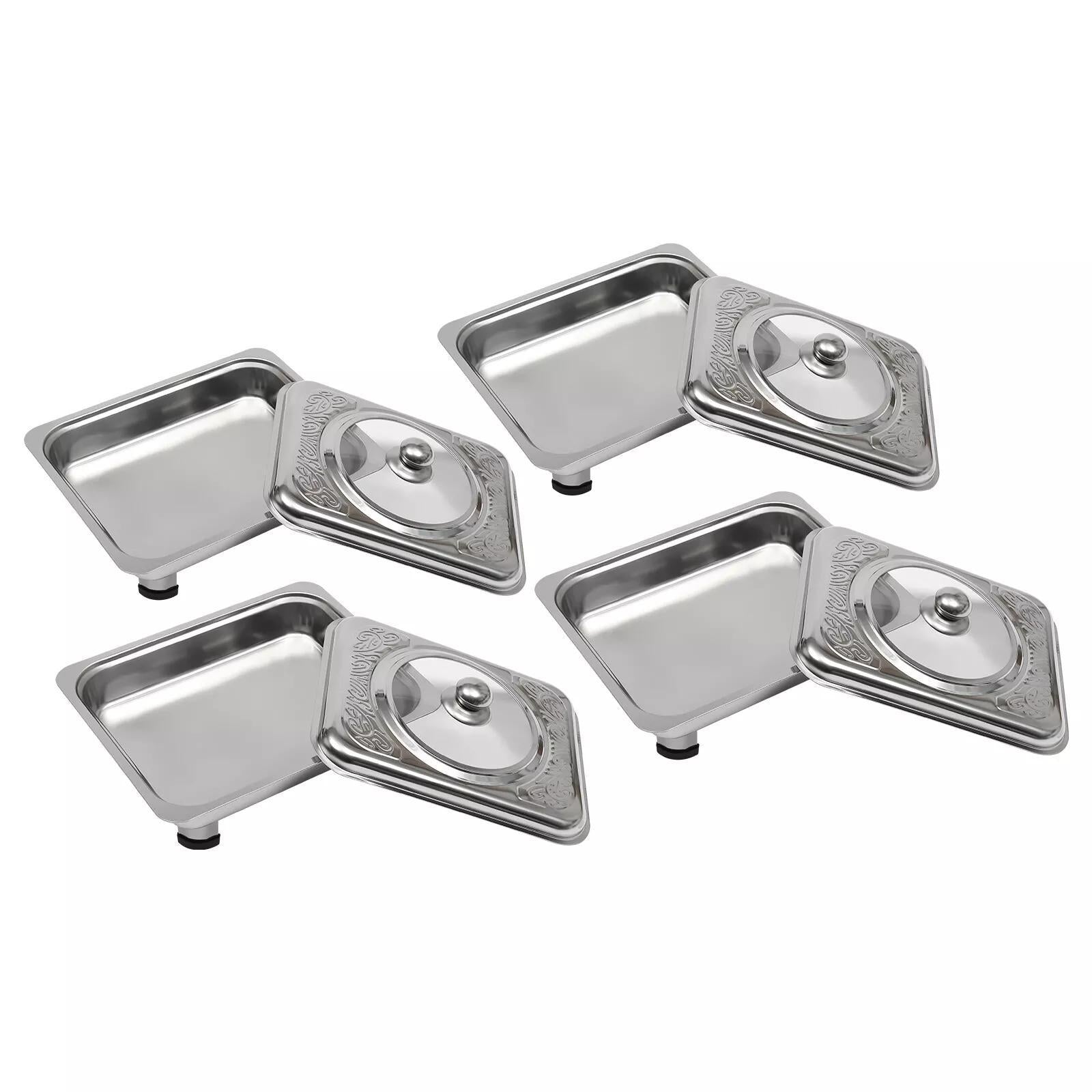 4pcs Stainless Steel Buffet Serving Trays – Keep Food Warm & Stylish for Any Occasion